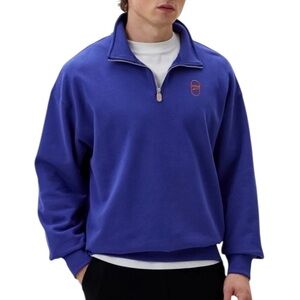 Puma Men's Downtown 180 Half-Zip Casual Relaxed Cotton Sweatshirt Medium Blue